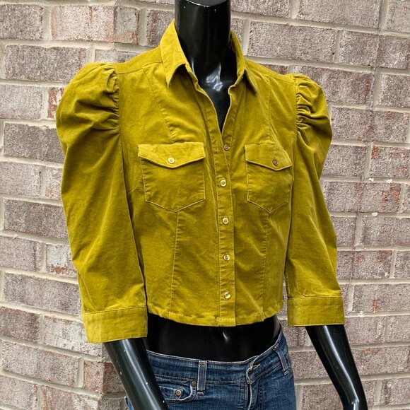 7th Ave Design Studio Small Corduroy Cropped Puff Shoulder Jacket Sz S - Picture 3 of 13
